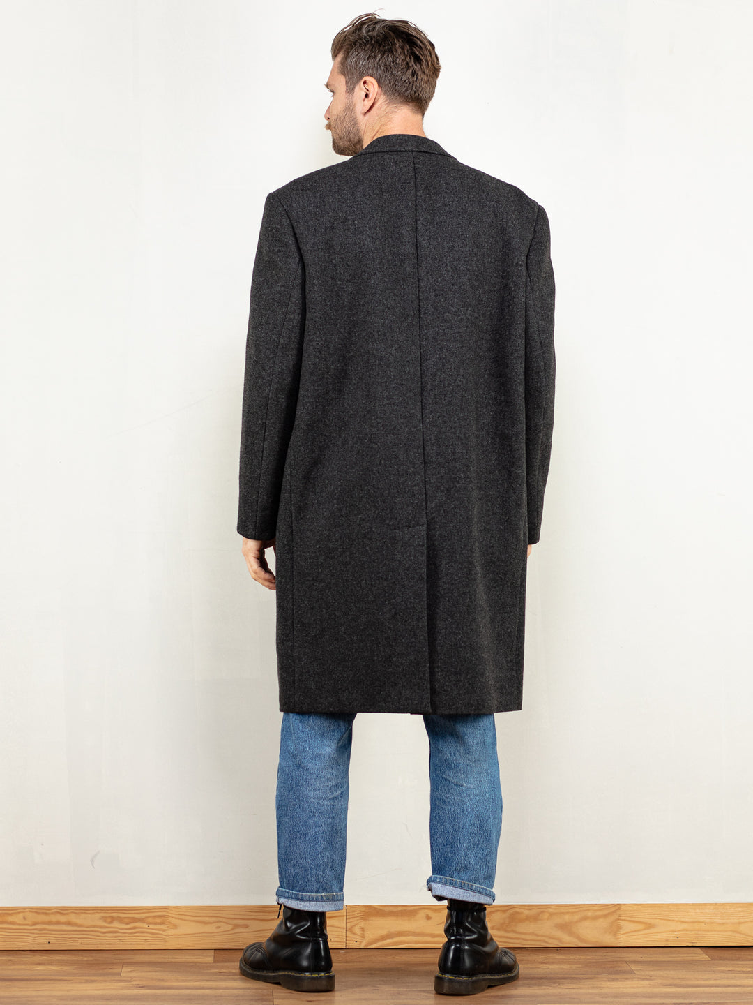 Vintage 70's Men Wool Coat in Grey - NorthernGrip