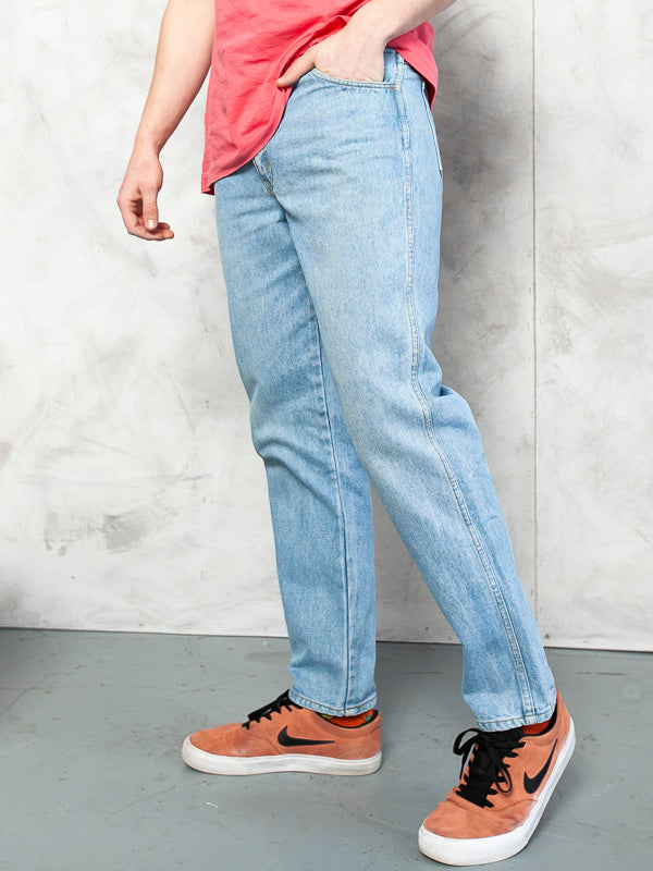 Light Denim Pants vintage 90's straight fit men trousers relaxed jeans fit man jeans boyfriend gift y2k jeans man clothing size medium