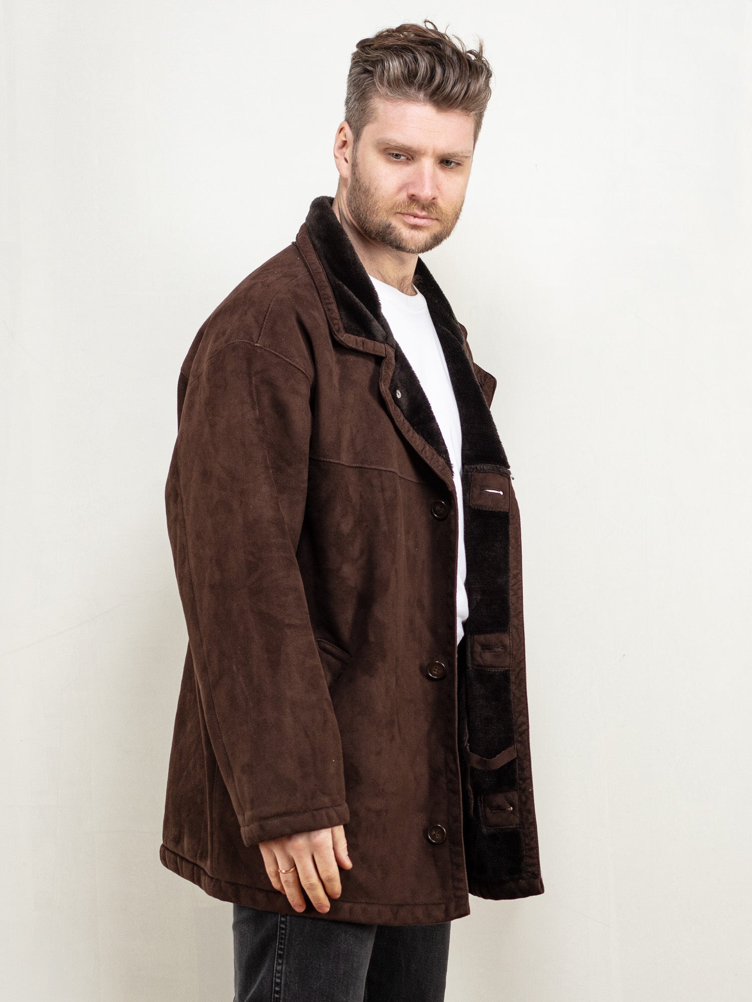 Faux suede sherpa coat 2025