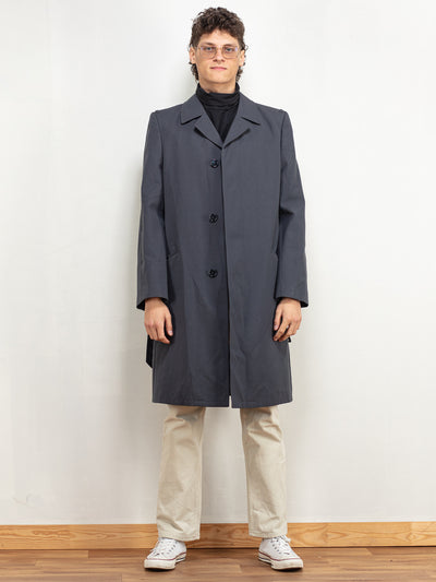 Vintage Mac Coat 70's men grey parka mac overcoat classic trench coat minimalist single breasted sleek autumn classy coat size medium M