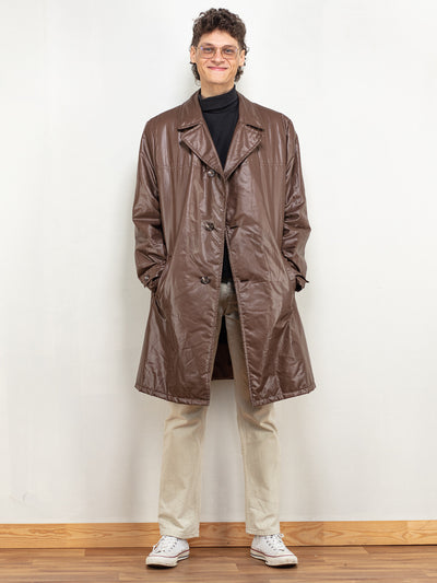 Vintage Mac Coat 90's men vintage brown parka mac overcoat classic minimalist single breasted autumn classy coat size large extra large XL