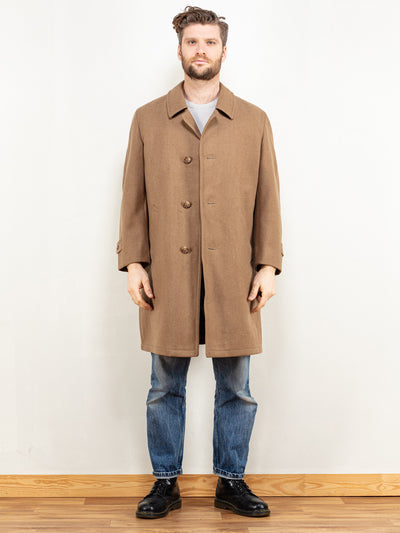 Men Wool Coat 80s vintage men beige wool coat classy men coat minimalist style clothing minimalistic preppy style outerwear size medium M