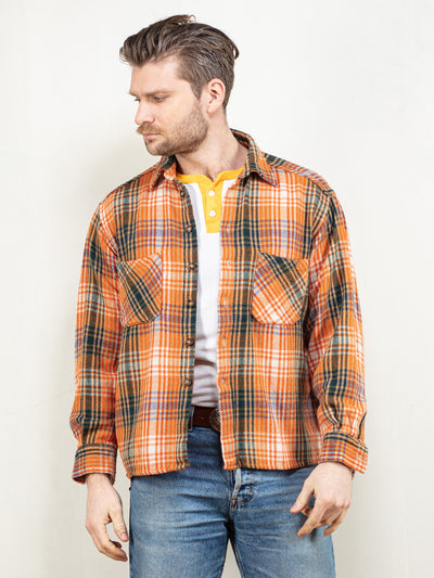 Plaid Flannel Shirt 90's men vintage plaid woodcutter shirt casual plaid shirt lumberjack shirt simple style men flannel shirt size large L