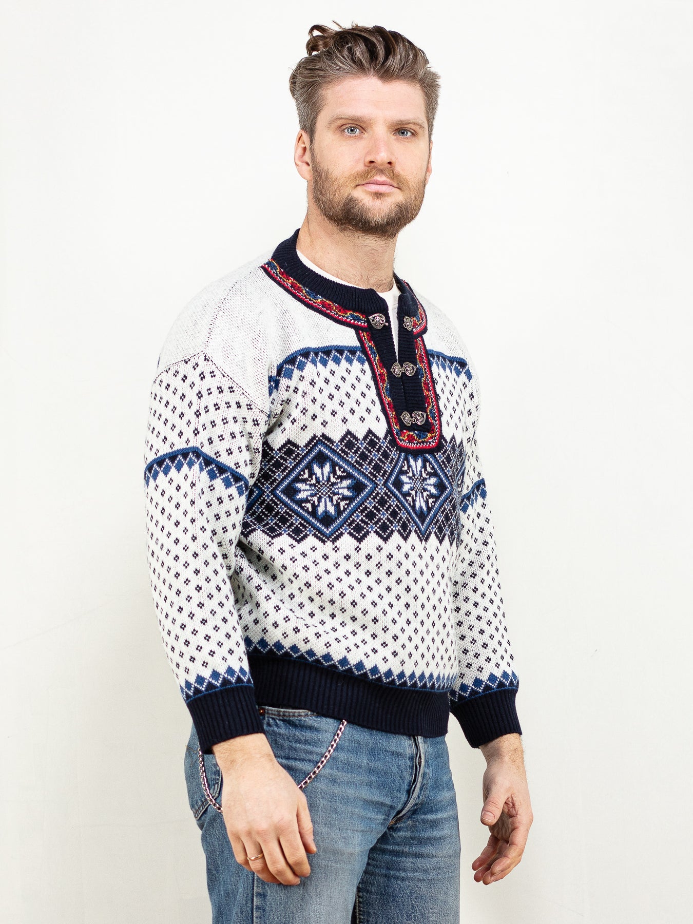 Online Vintage Store | 90's Men Norwegian Wool Sweater | Northern