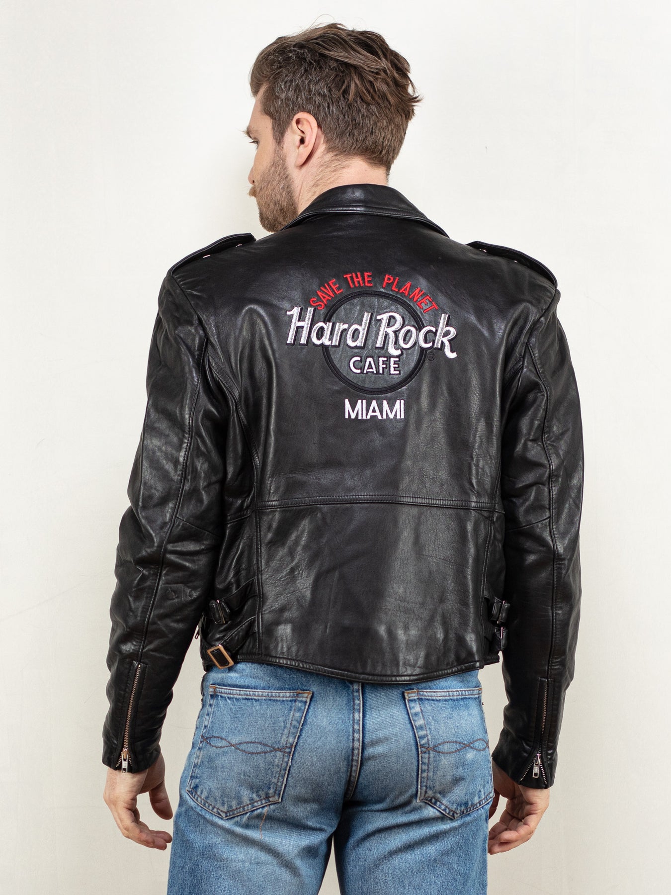 Online Vintage Store | 80's Men Leather Biker Jacket | Northern 