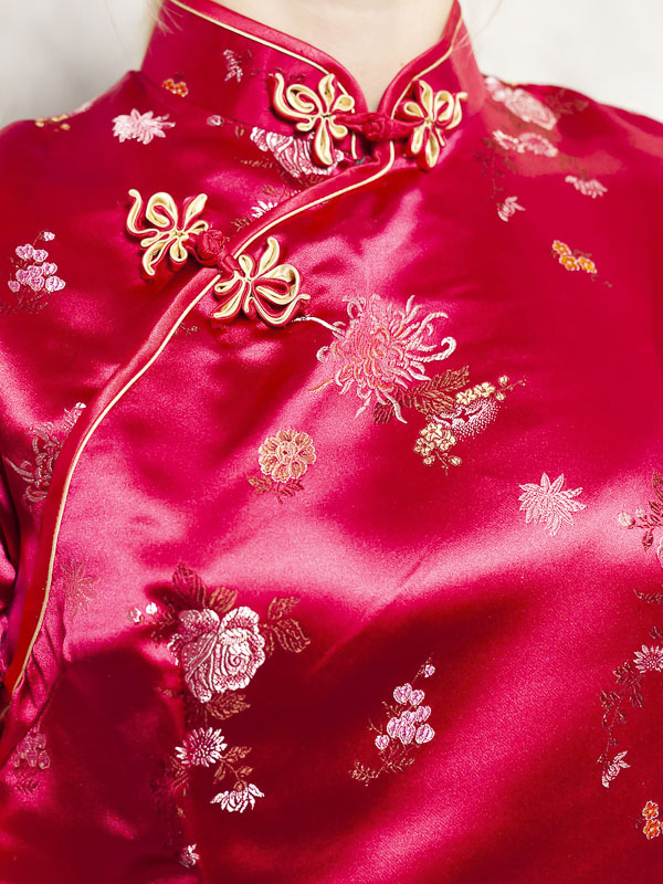 Cheongsam Purple Dress Vintage 90's Women Midi Dress Chinese Kimono Dress Asian Silk Dress Oriental Floral Women Clothing size Extra Small XS