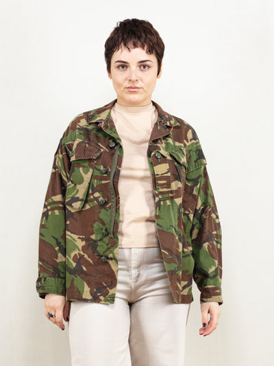 Vintage Military Jacket 90s camouflage jacket camo army outerwear unisex khaki jacket 80s field jacket vintage clothing size medium
