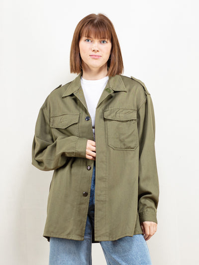 70s Military Shirt vintage olive drab wool blend army shirt oversized 70s army shirt military wear vintage clothing size extra large