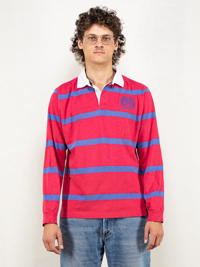Vintage 90's Men Long Sleeve Rugby Polo Shirt in Multi