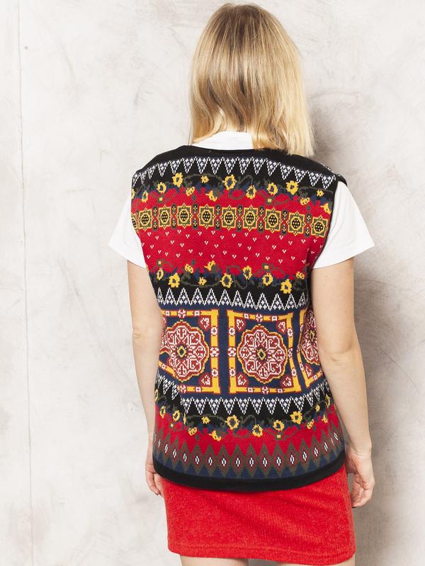 Vintage 80's Knitted Aztec Waistcoat Vest - NorthernGrip