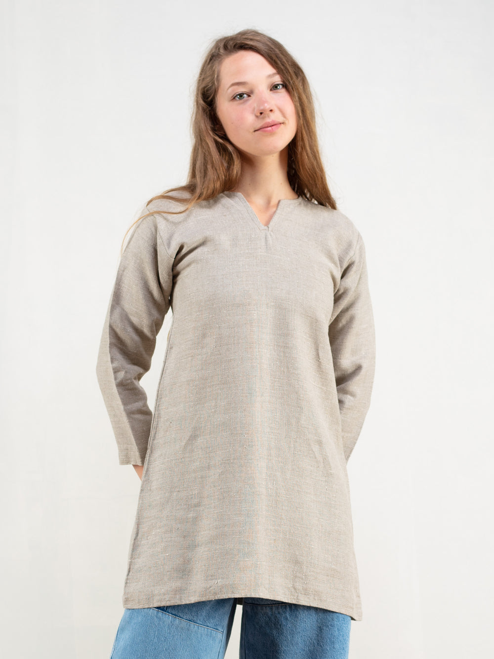 Vintage 70's Women Natural Color Linen Shirt - NorthernGrip