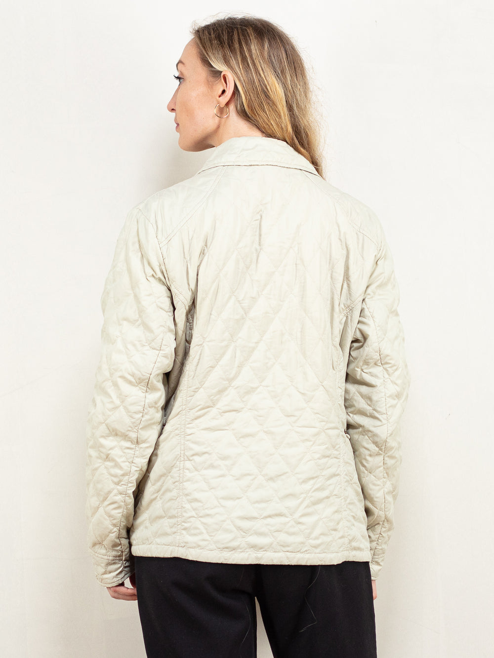 Vintage 00's Women BARBOUR Quilted Jacket in Off White - NorthernGrip