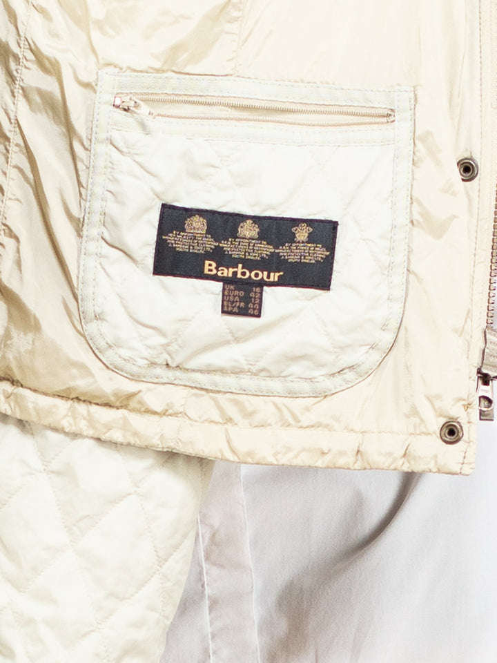Quilted BARBOUR Jacket beige off white light quilt jacket vintage 00's british style royal family outerwear sustainable fashion size large
