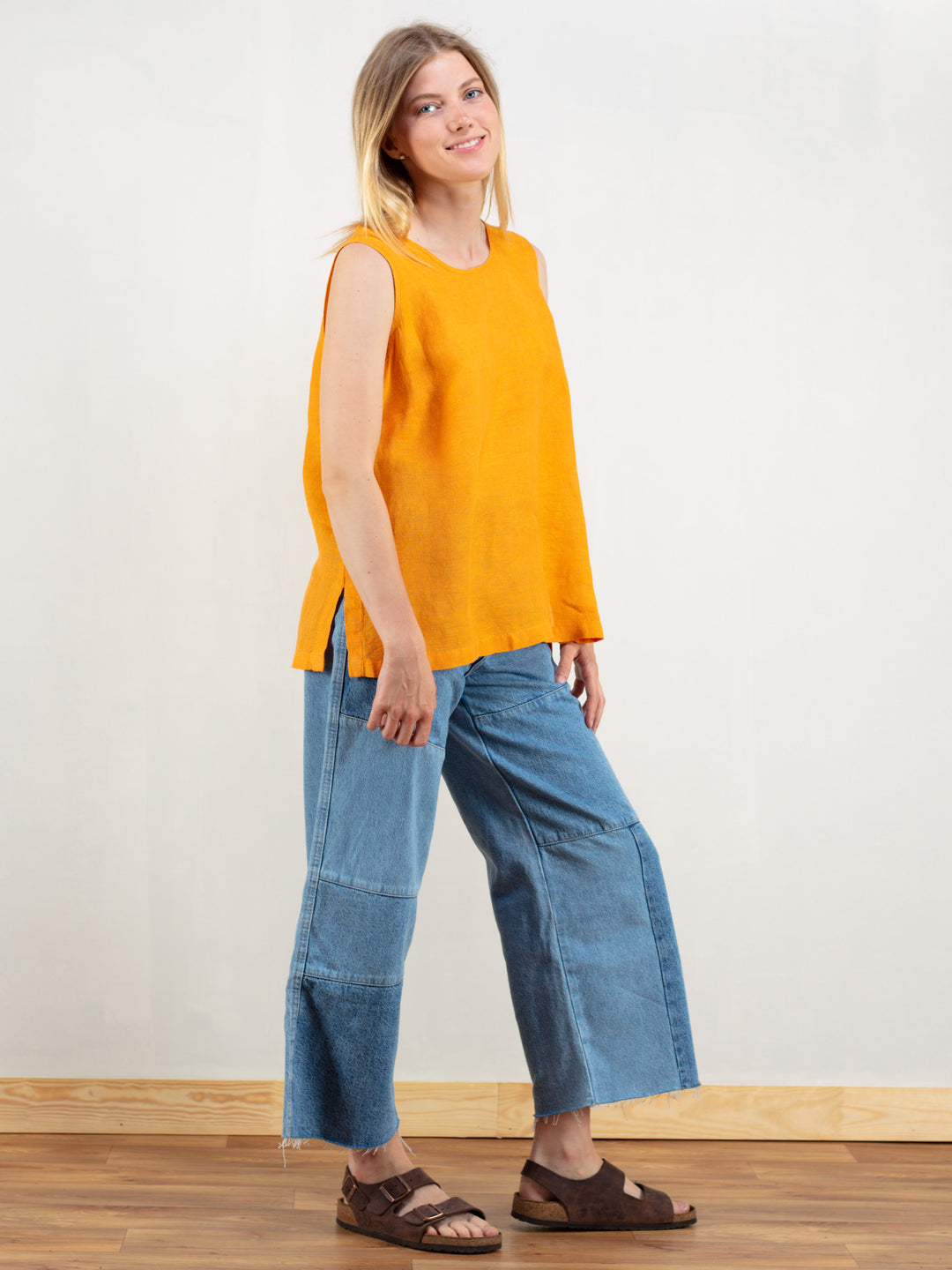 Vintage 90's Orange Linen Women Top