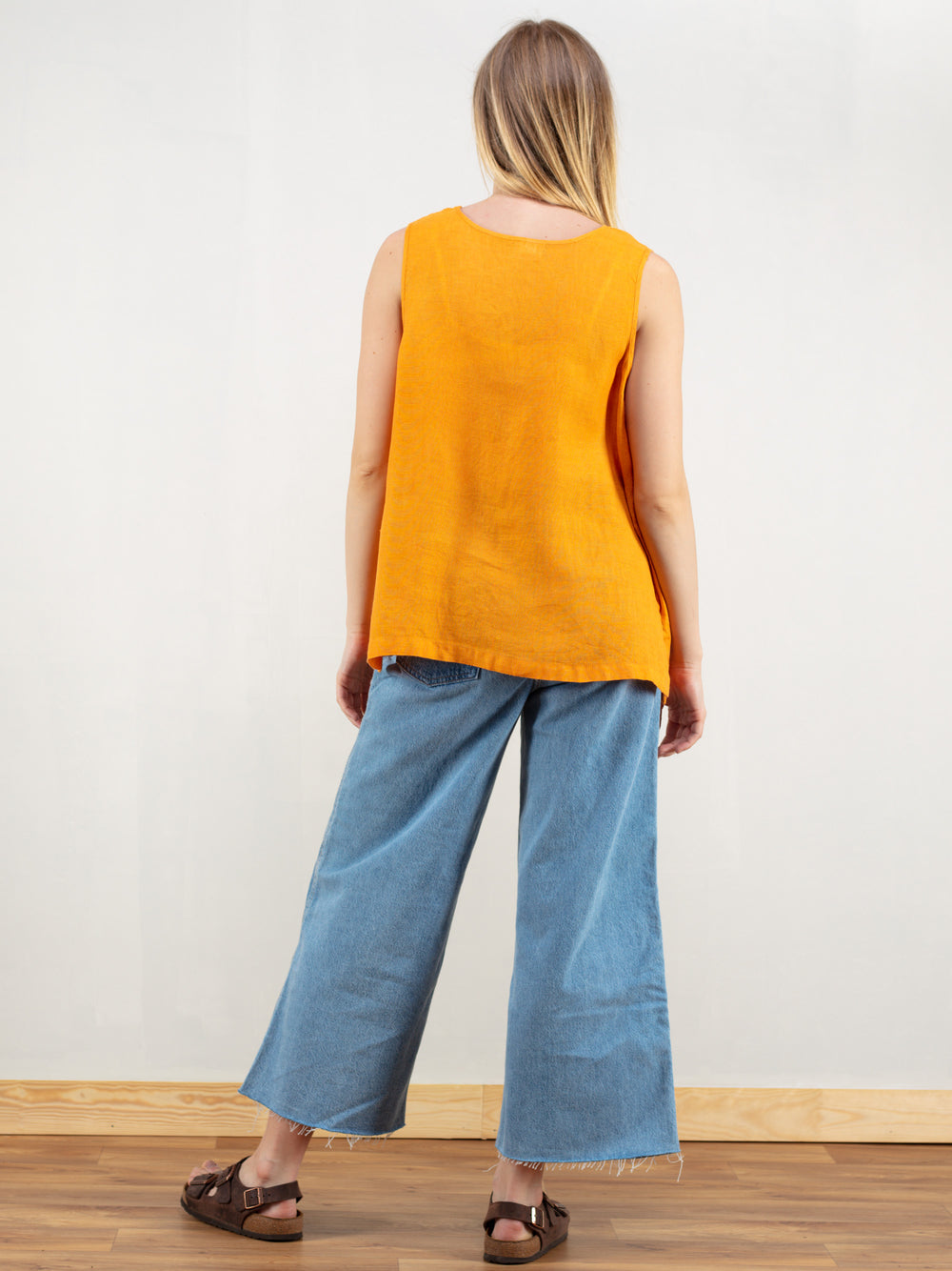 Vintage 90's Orange Linen Women Top - NorthernGrip