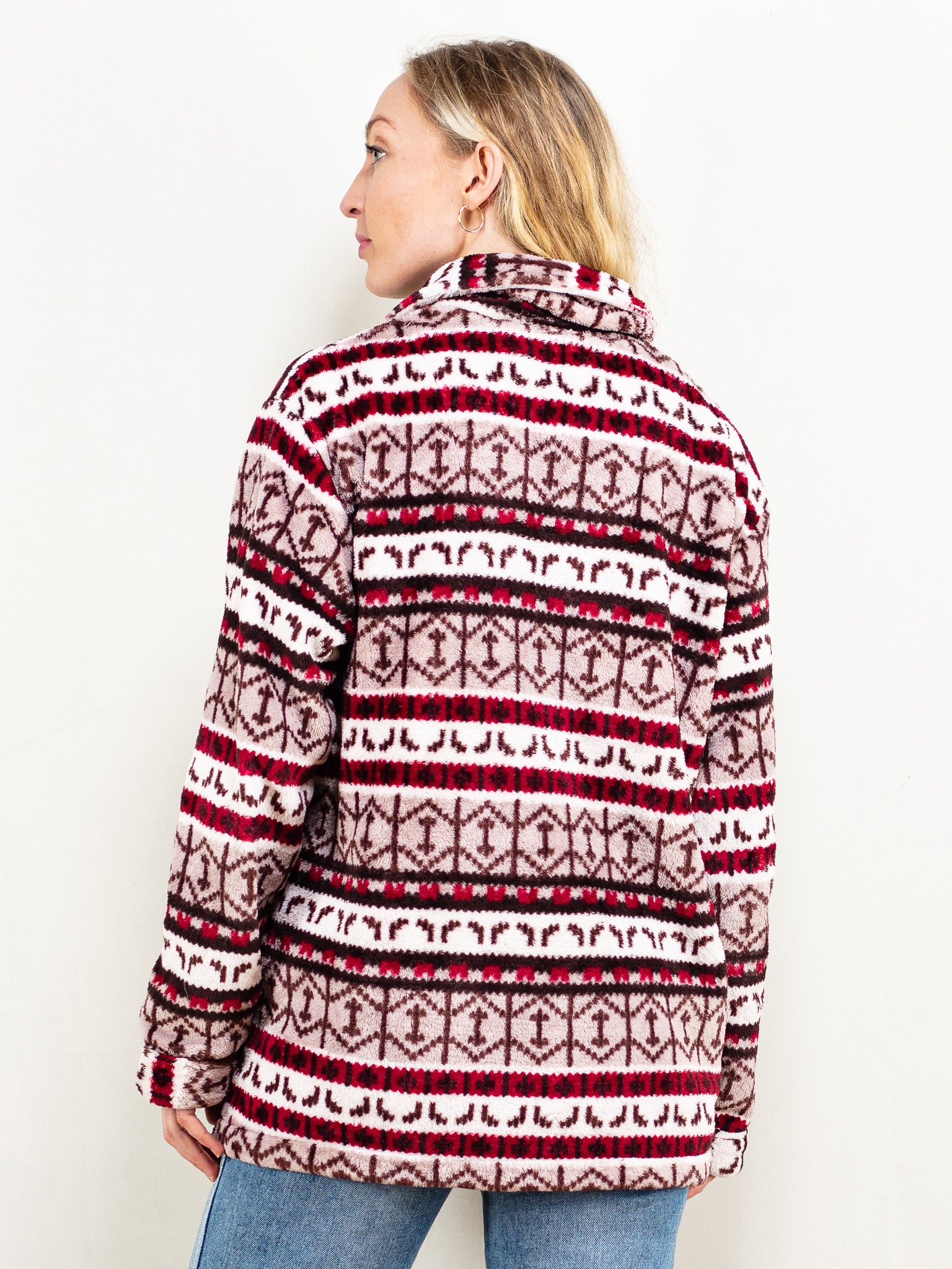 Womens patterned fleece jacket on sale