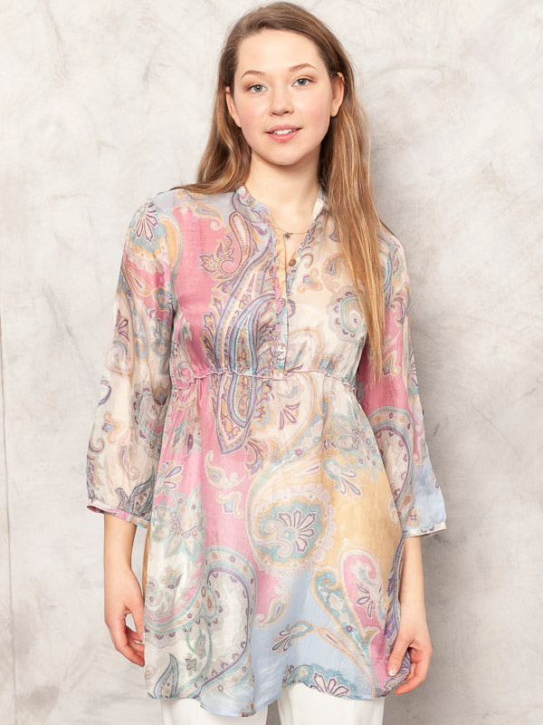 Vintage 90's Women SEIDENSTICKER Patterned Silk Tunic - NorthernGrip