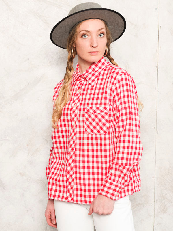 Pink Plaid Shirt women vintage 90's western shirt bold country wear rodeo horse shirt retro boho blouse women vintage clothing size large