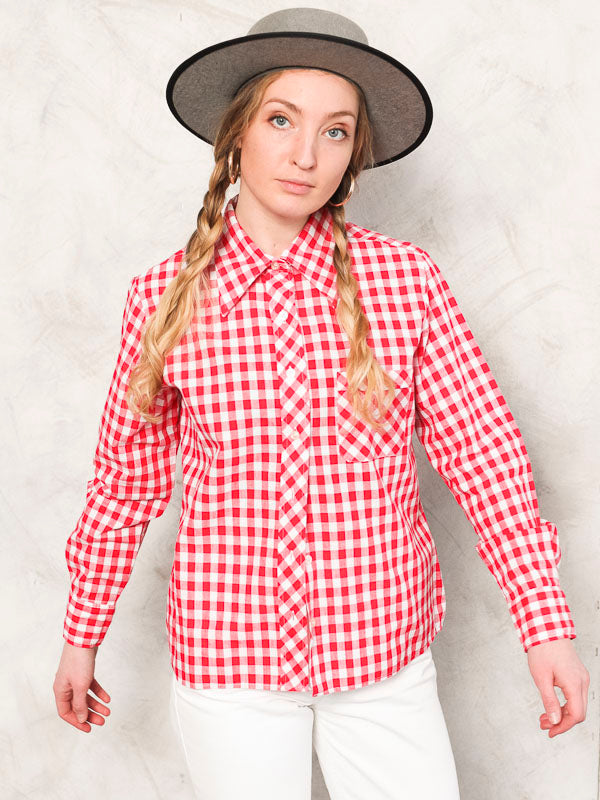 Pink Plaid Shirt women vintage 90's western shirt bold country wear rodeo horse shirt retro boho blouse women vintage clothing size large