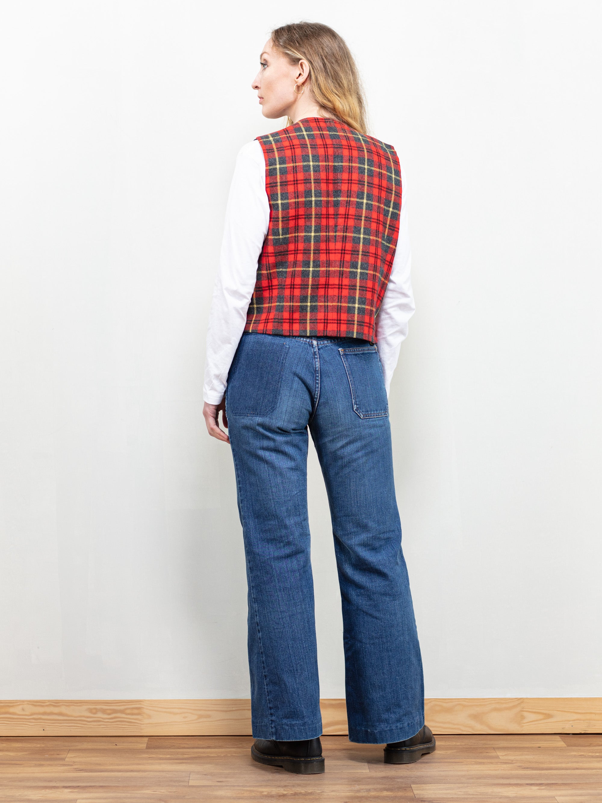 vintage 70〜80s WOOL WORK VEST Online Vintage Store | 80's Women Plaid Vest | Northern Grip