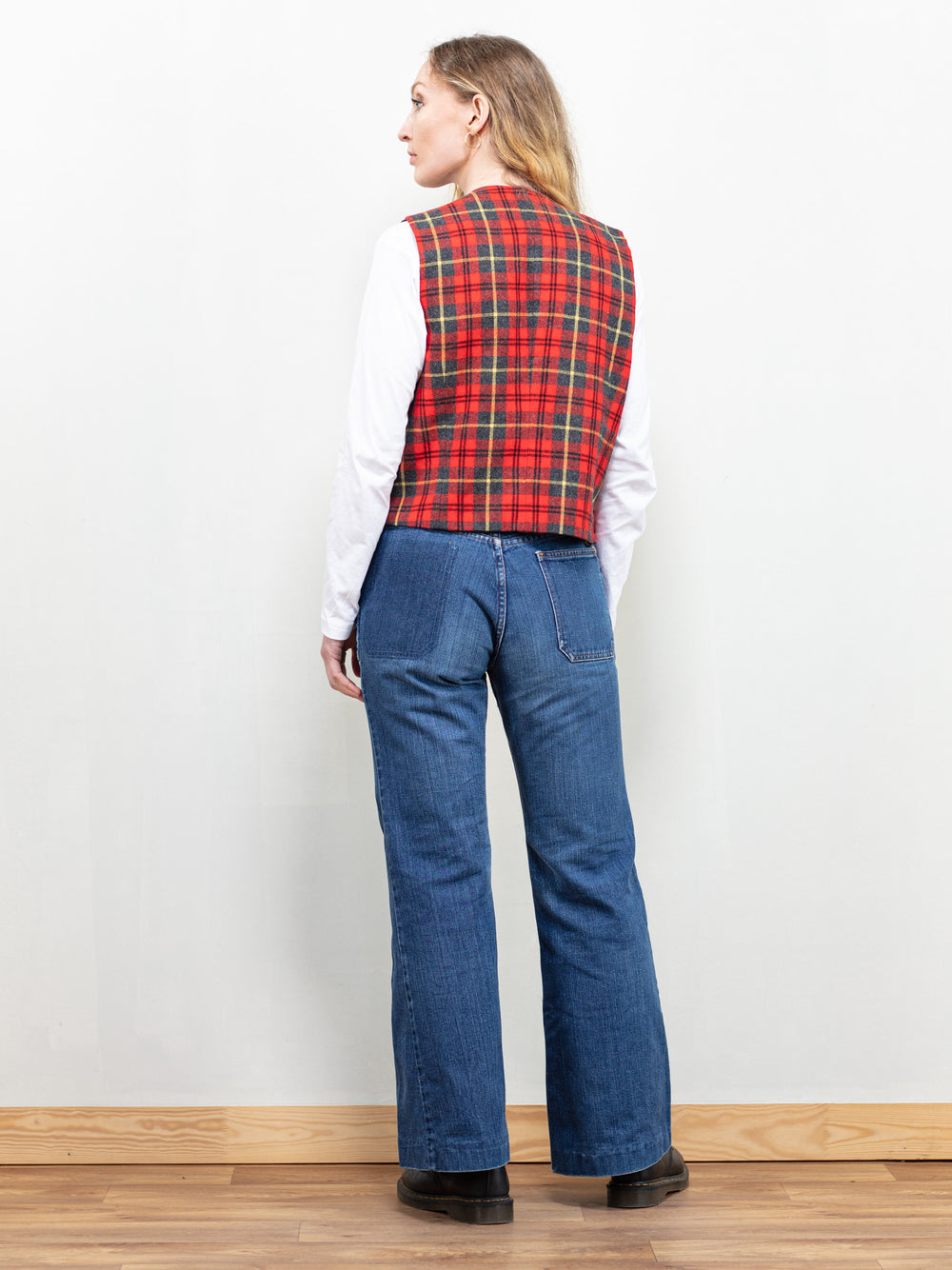 Vintage 80's Women Plaid Waistcoat Vest - NorthernGrip