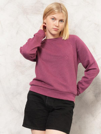 Vintage 90s Purple Sweatshirt . Vintage Basic Crewneck Sweatshirt Baggy Sweatshirt Women Everyday Purple Jumper 80s Clothing . size Medium