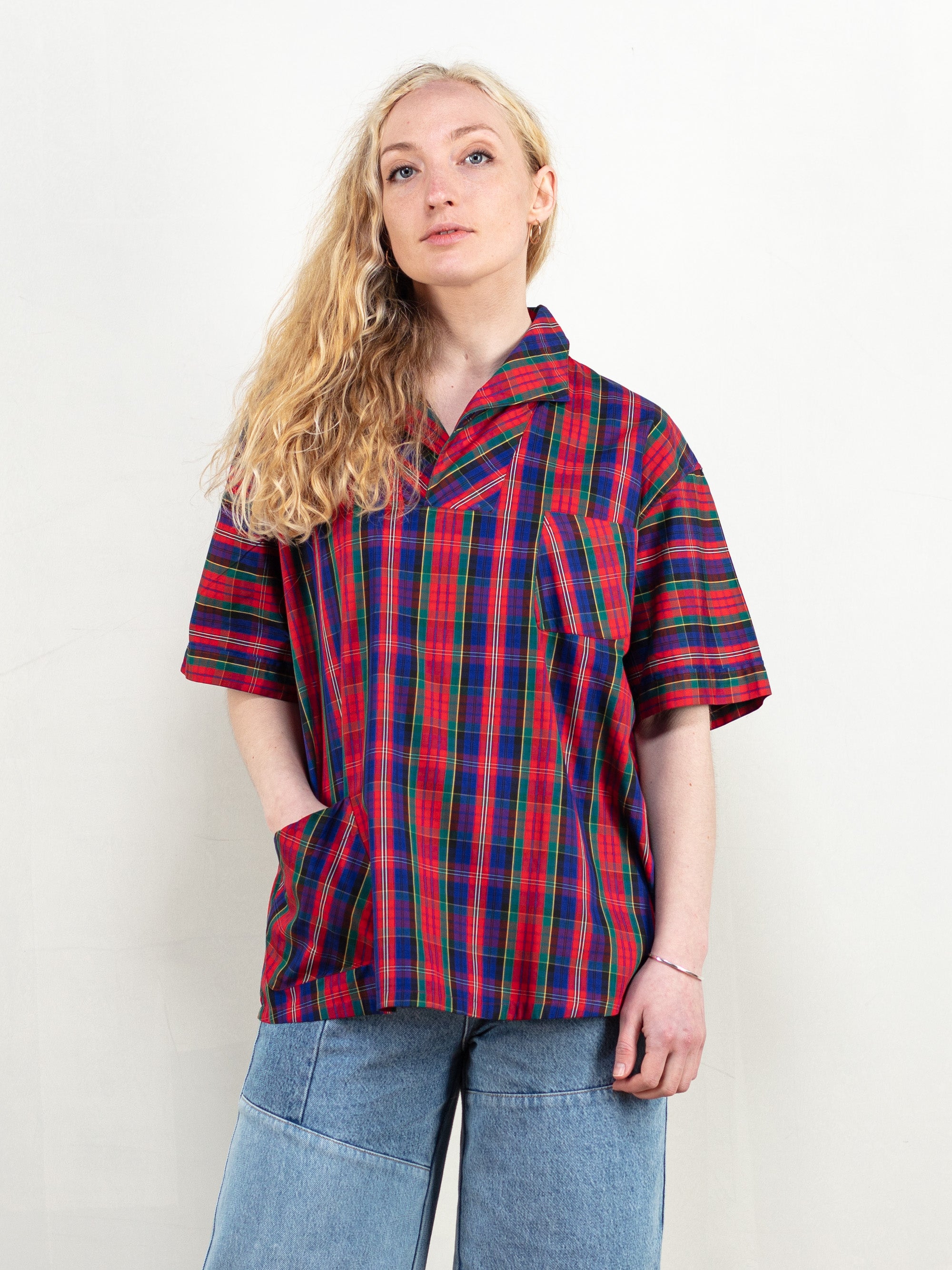 Online Vintage Store 80 s Women Plaid Pullover Shirt Northern Grip NorthernGrip