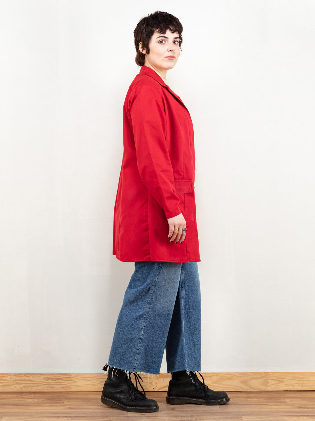 Women Chore Coat vintage red cotton blend light work coat red artist coat manufacturer work coat women workwear 80s clothing size medium