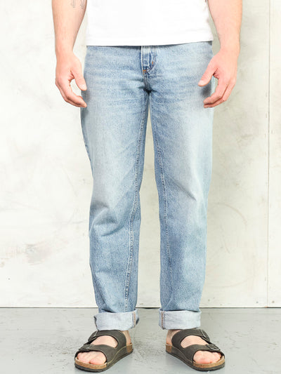 Straight Denim Jeans vintage 80's denim pants medium wash faded trousers men clothing boyfriend gift size medium