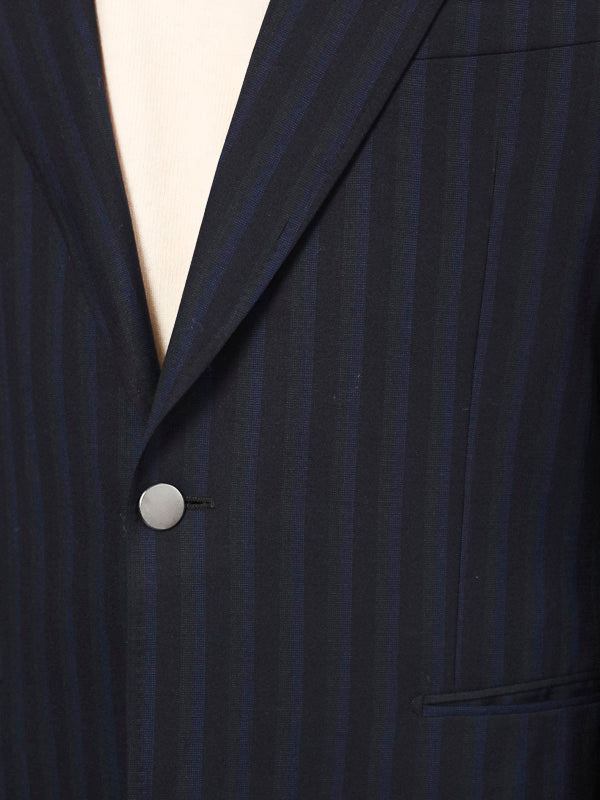 Classic Wool Blazer sport jacket vintage 80's blue striped suit men classic blazer jacket smart casual clothing gift idea size small