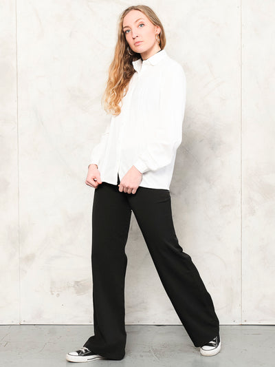 White Blouse Y2K women vintage 2000's elastic bold blouse women top modern shirt street style top women retro clothing size small