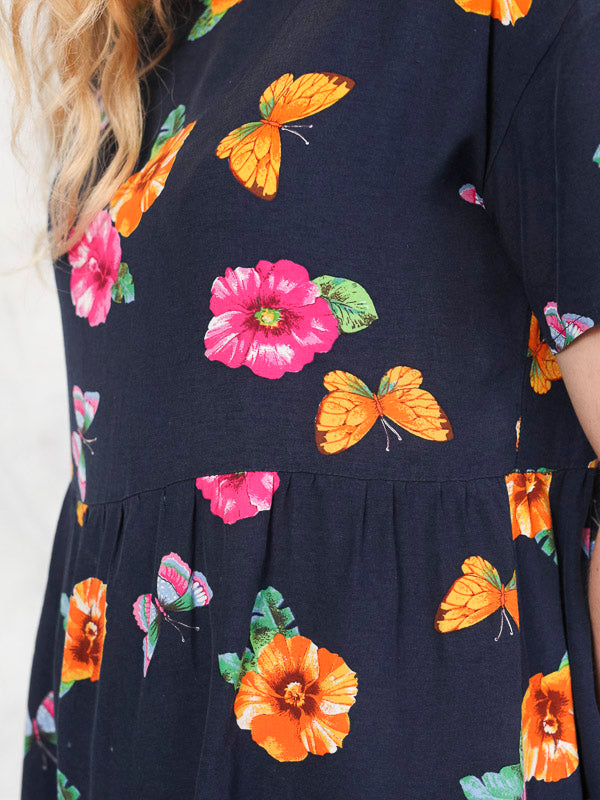 Vintage 90's Women Floral Picnic Dress - NorthernGrip