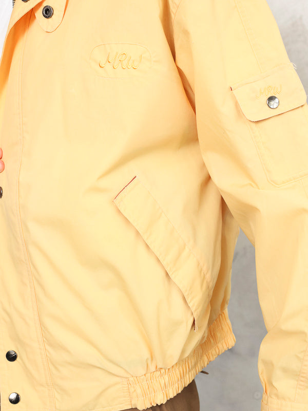 Yellow Bomber Jacket boho summer vintage 90's collage men varsity jacket size extra large xl