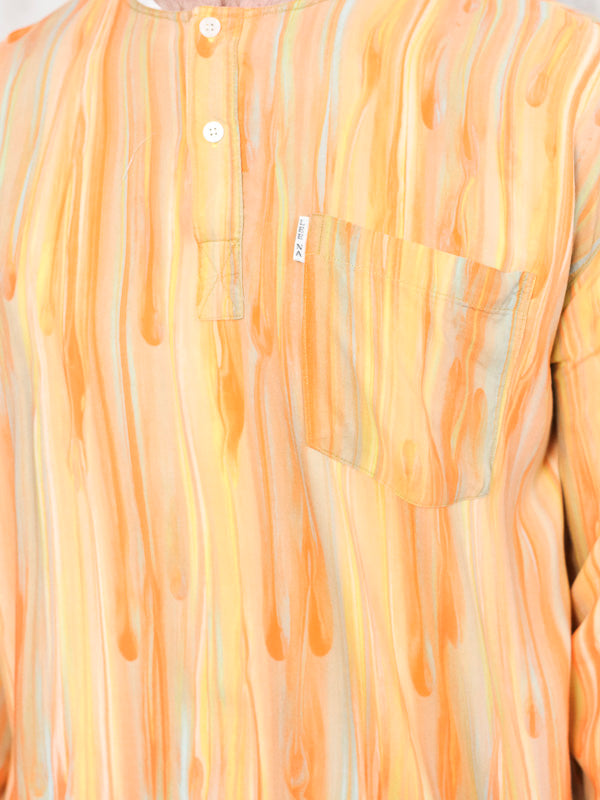 Vintage 90's Men Orange Boho Shirt - NorthernGrip