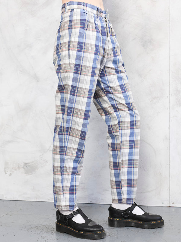 Women Summer Pants vintage 80's checkered artist pants lightweight check trousers high rise pants preppy trousers women clothing size small