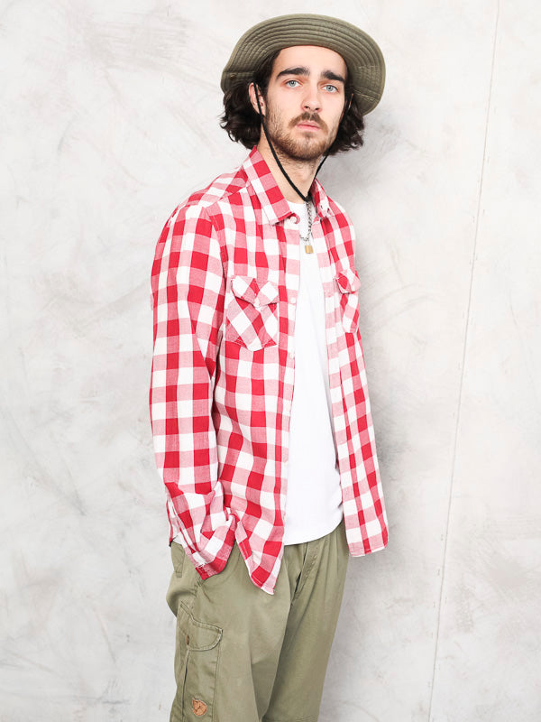 Vintage 90's Men Oversized Plaid Shirt - NorthernGrip