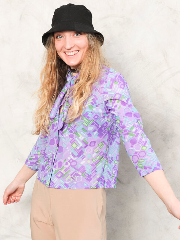 Vintage Y2K Women Purple Boho Blouse - NorthernGrip