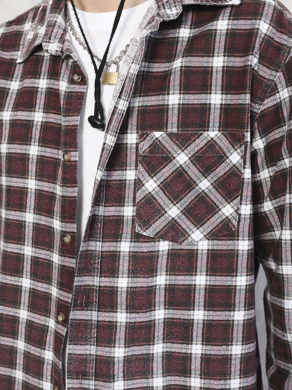 Vintage 90's Men Plaid Red Shirt - NorthernGrip