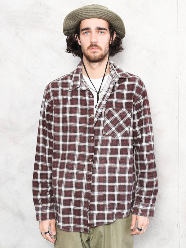 Vintage 90's Plaid Red Men Shirt - NorthernGrip