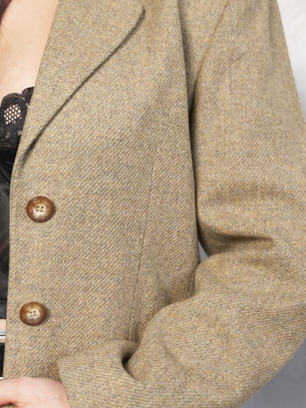 Women Retro Blazer vintage 80's sport jacket coat casual designer mustard long sleeve jacket wool blazer vintage clothing size medium