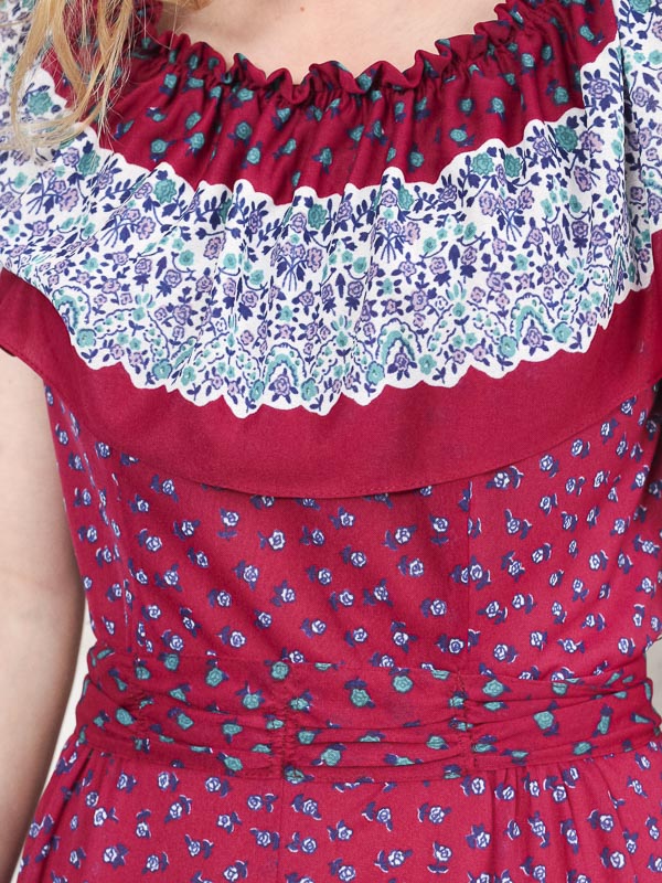 Vintage 70's Women Doted Floral Dress - NorthernGrip