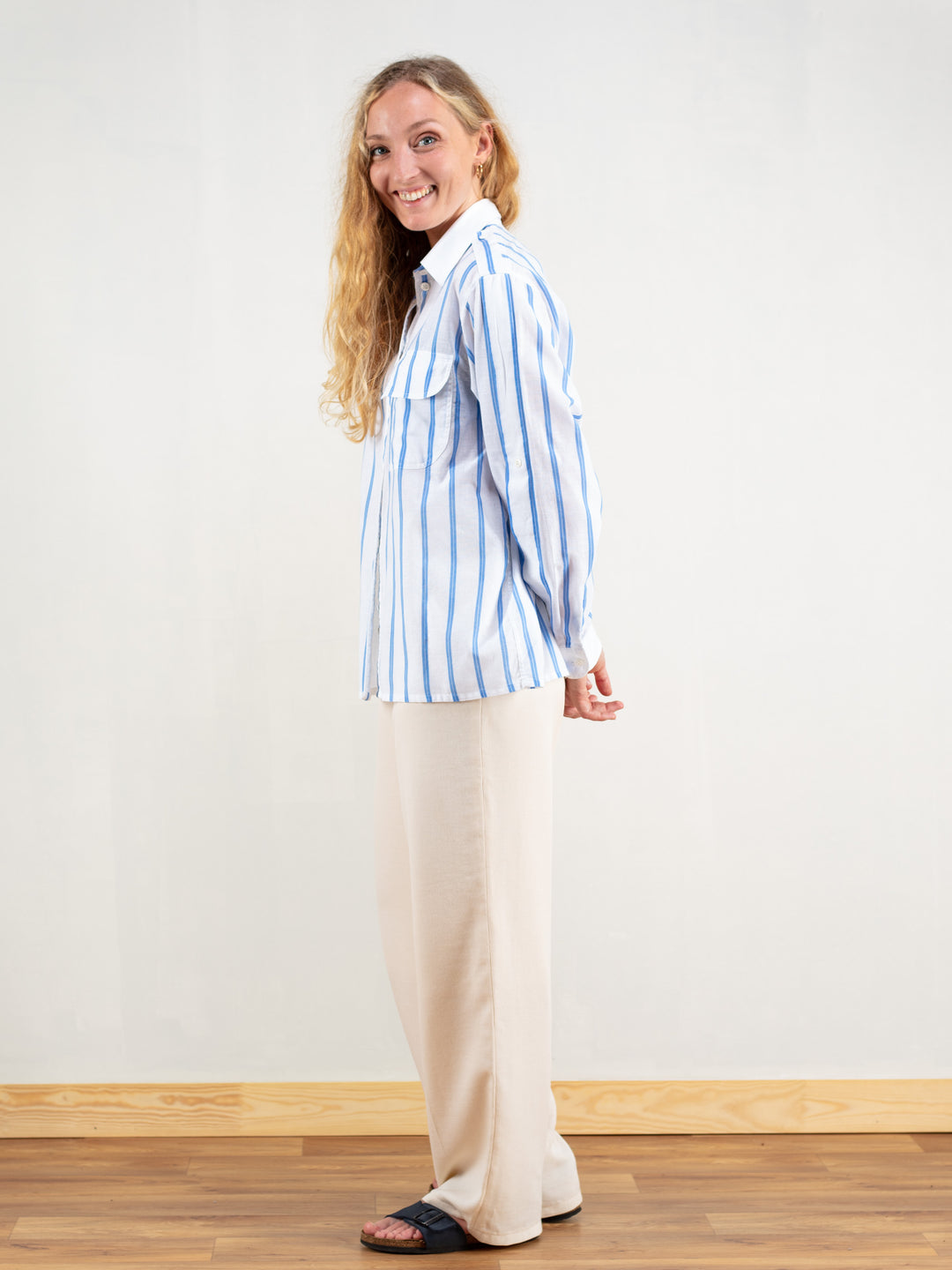 Vintage 80's Striped Women Cotton Shirt