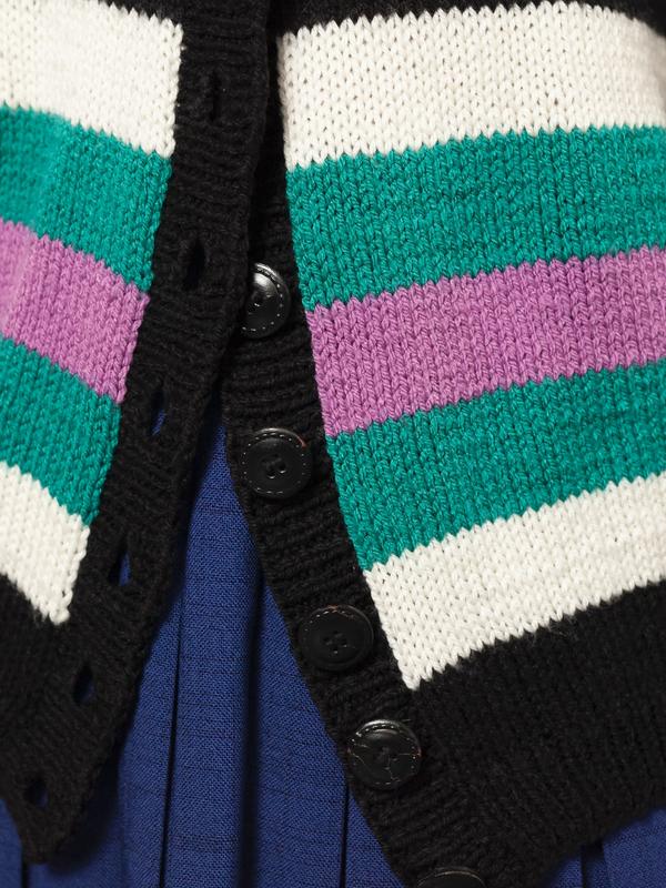 Vintage 80's Women Artsy Striped Cardigan - NorthernGrip