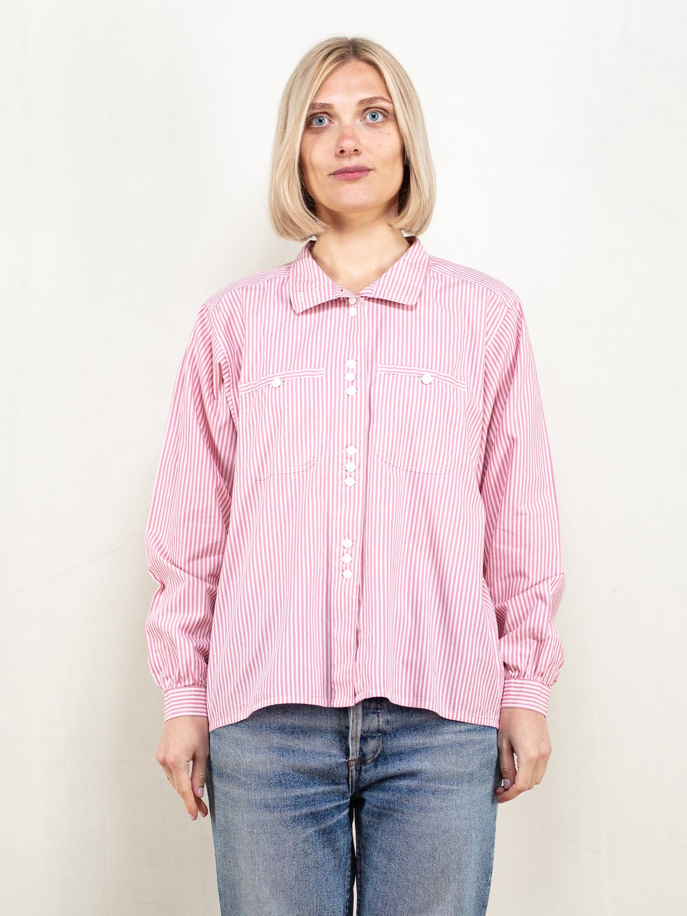 Online Vintage Store, 80's Women Striped Shirt