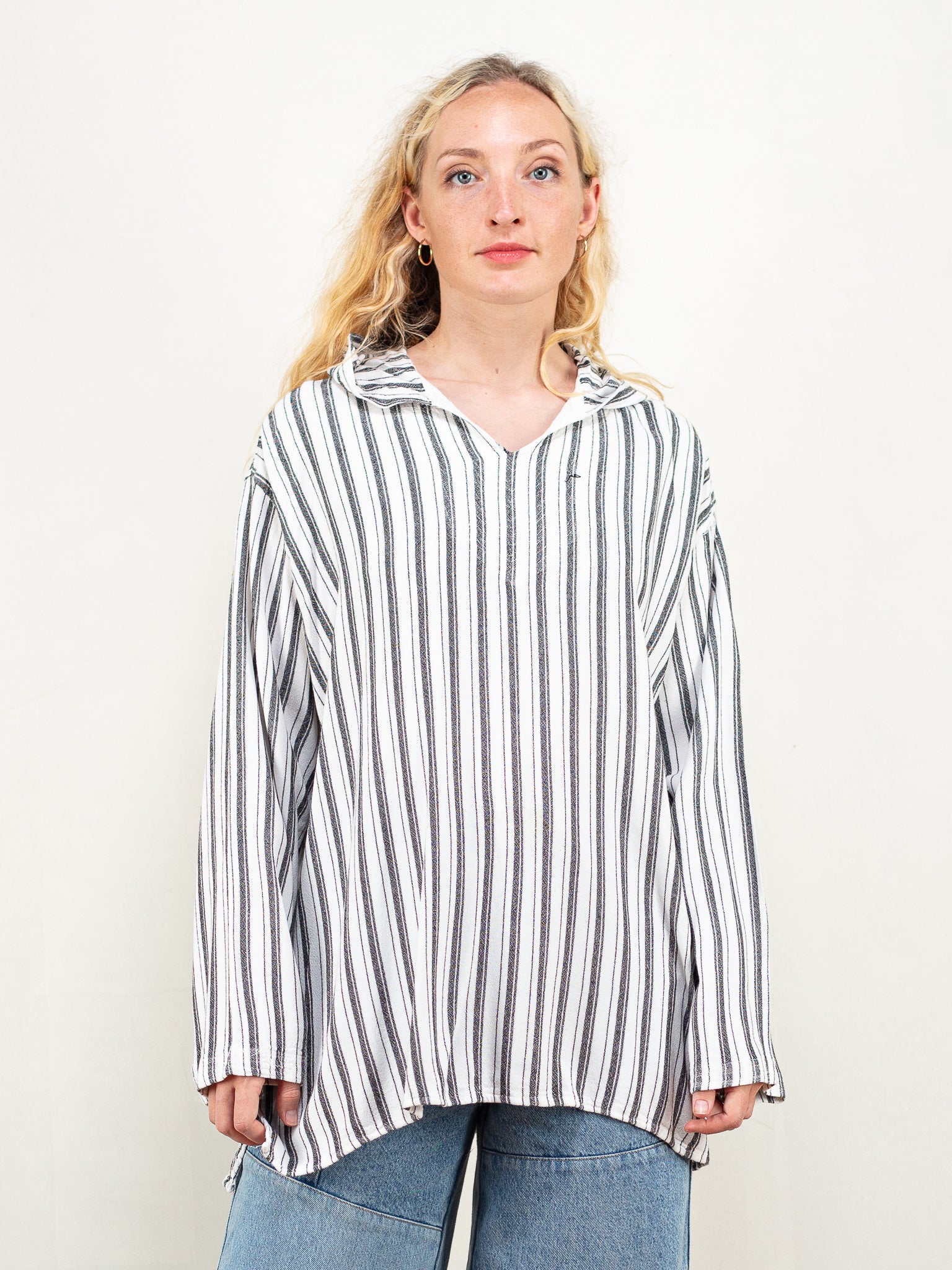 Striped hooded shirt on sale