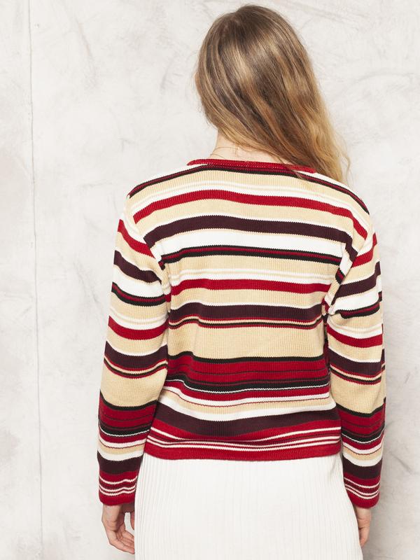 Vintage 90's Striped Casual Women Sweater - NorthernGrip