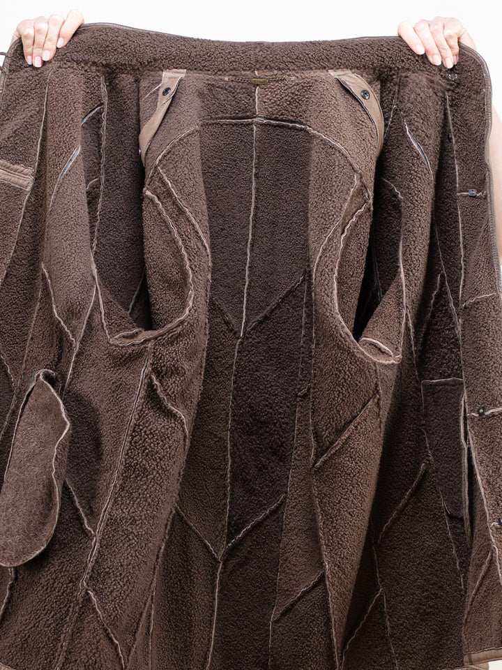 Women Sheepskin Coat vintage 80s shearling taupe coat mongolian collar women leather jacket 80s shearl coat winter clothing size extra large