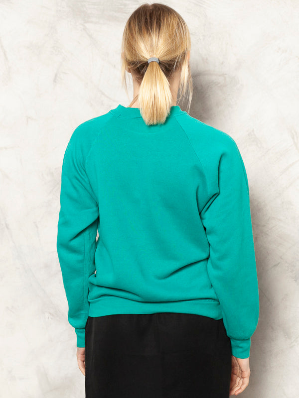 Teal Bunny Sweatshirt Vintage 90's Christmas Jumper Free Fit Sweater Green Home Pullover Women Vintage Clothing Girlfriend Gift size Medium