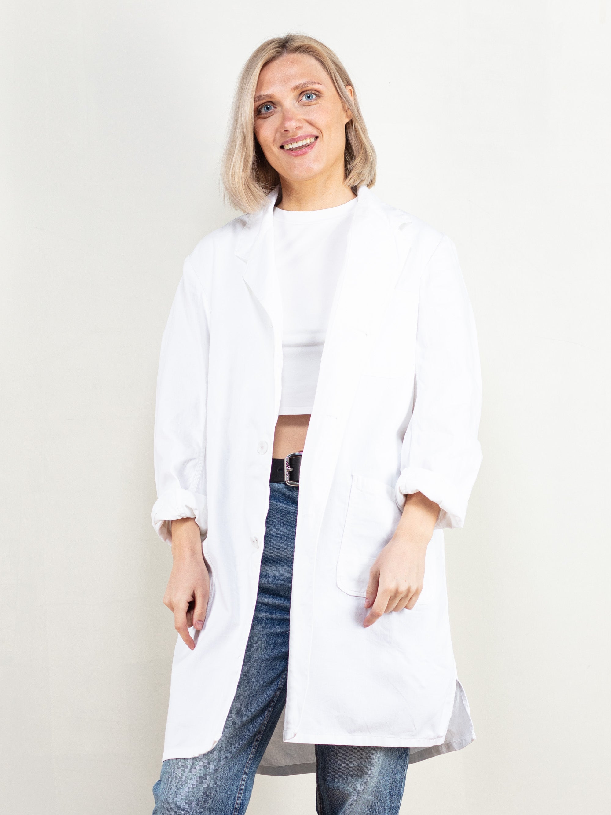 Online Vintage Store 70 s Women White Chore Coat Northern Grip NorthernGrip