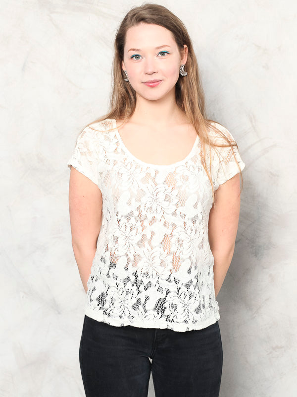Vintage Y2K White Women Mesh Top - NorthernGrip